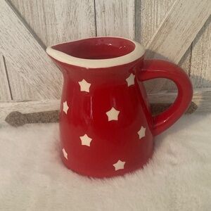 Terramoto Mini Red Ceramic Pitcher with White Stars